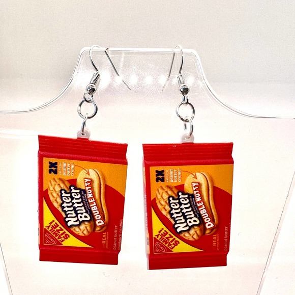 Nutter Butter Earrings - Cracker Earrings - American Earrings - Snack Accessorie - Picture 1 of 8